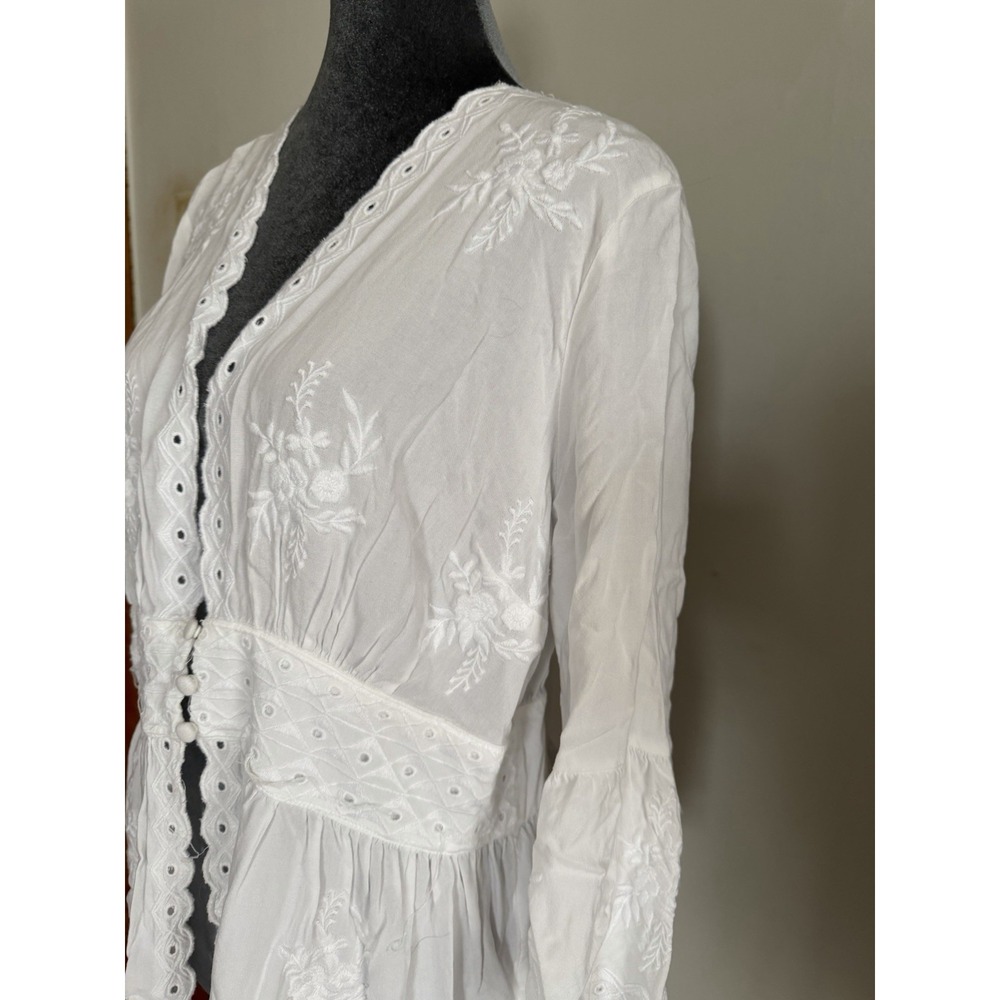 Soft Surroundings Lace Tunic Top Eylet Boho Top M Bell Sleeve Whimsical Fairy M - Picture 3 of 13